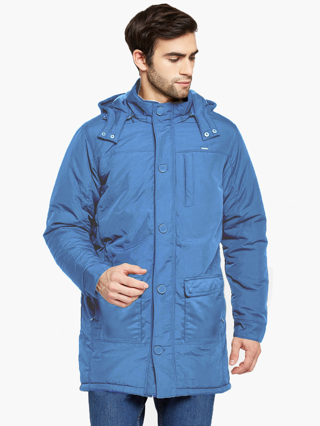 Persian Blue Fleece Lined Hooded Parka Jacket | Men