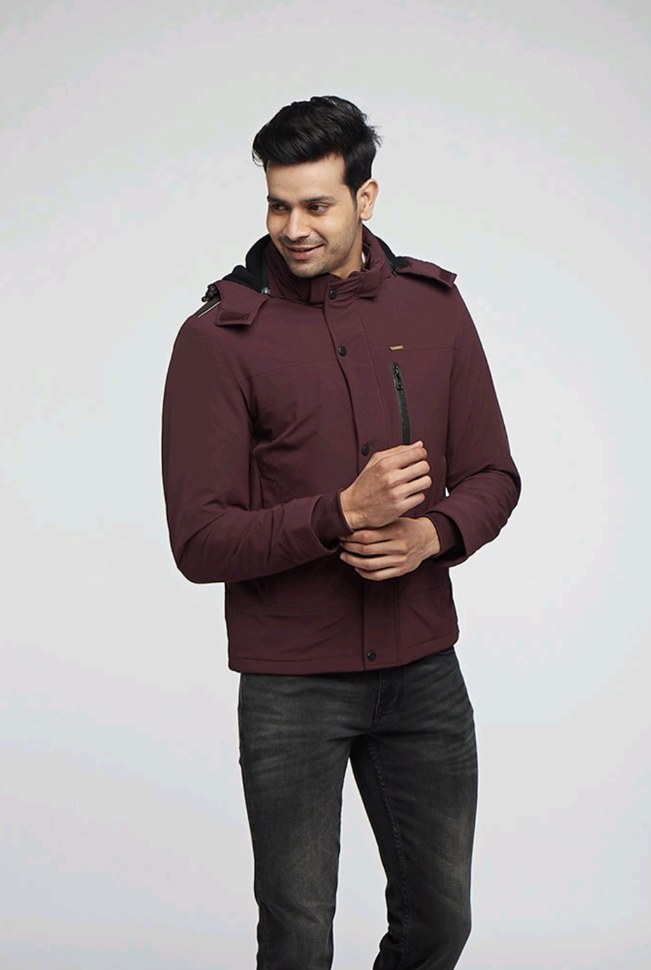 Wine Lightweight Waterproof Fleece Lined Jacket | Men