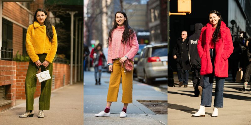 Classy Bright Color Winter Tops With Neutral Bottoms