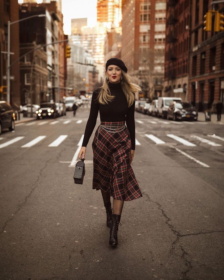 Longer Skirt Outfit with boots in winter