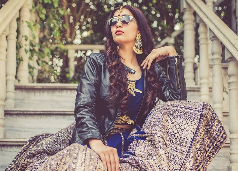 Winter Lehenga with Leather Jacket