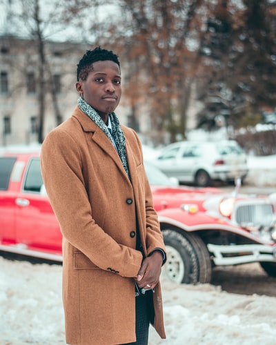 long overcoat for men online man posing in winter coat