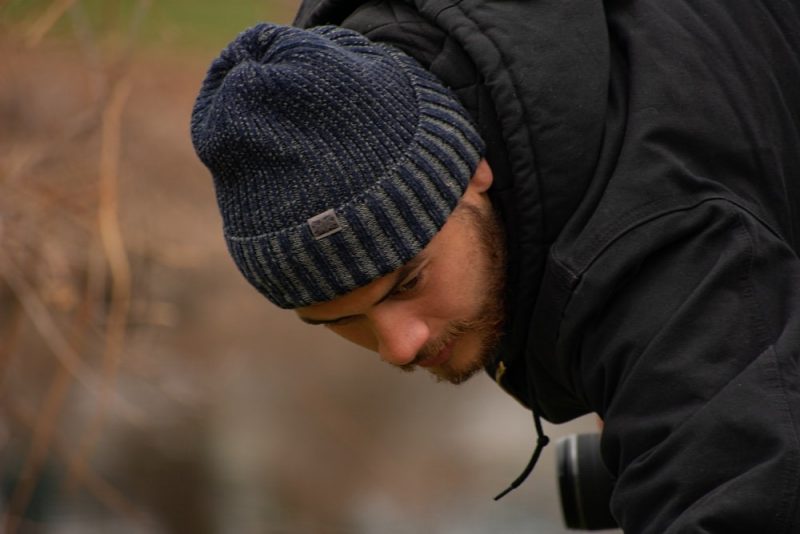 mens jacket man in a beanie