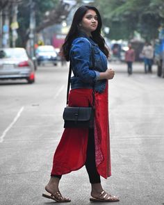 kurti with denim jacket