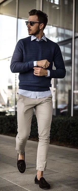 winter style men sweater with jeans