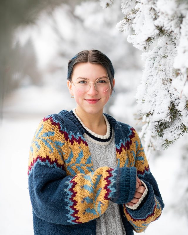 woman wearing a large sweater