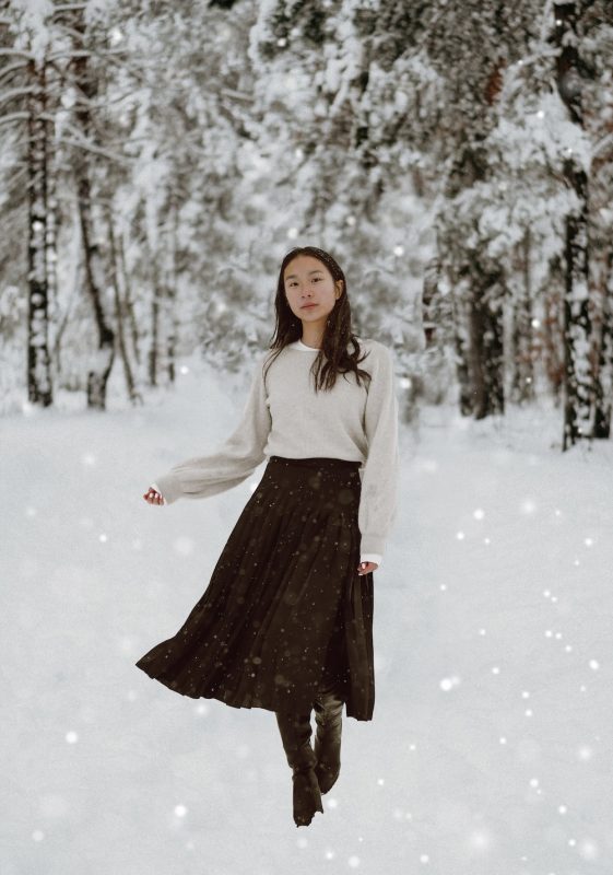 woman wearing a long skirt