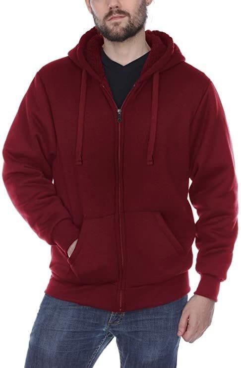 cost of men sweater design with front short zip maroon color