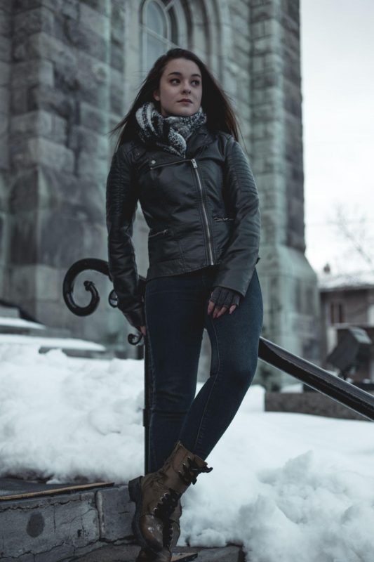 woman wearing boots for winter in Canada