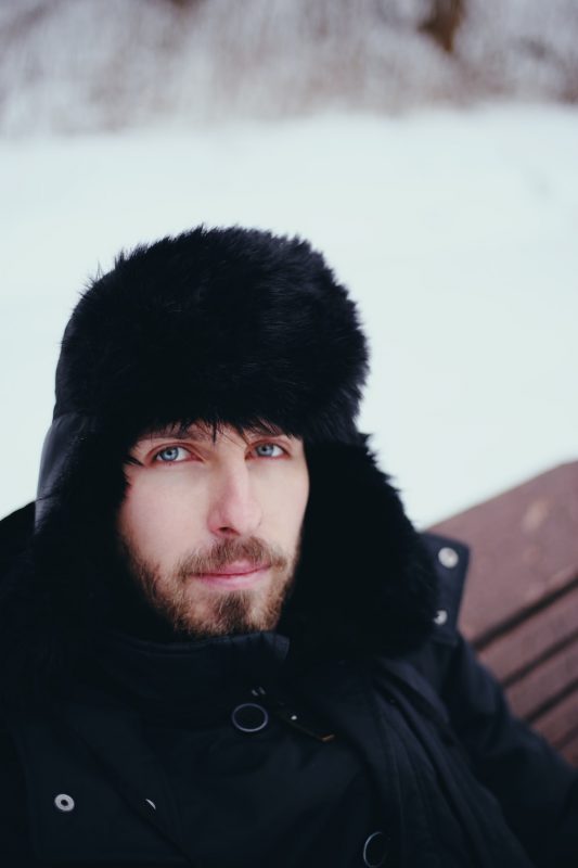 fur hat in a winter wear store