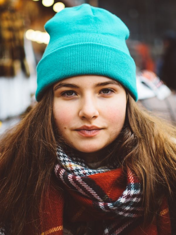 beanie in a winter wear shop