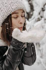 woman in black leather jacket winter