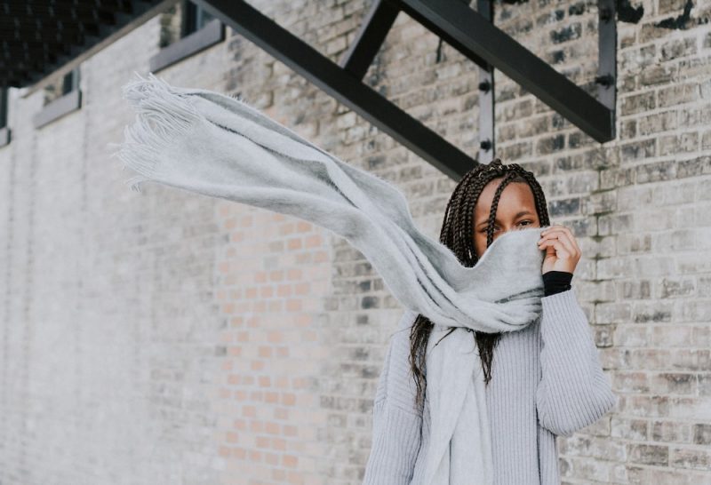 woman wearing a winter scarf