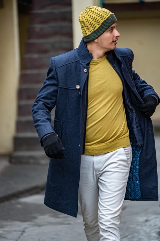 man wearing coat as winter season clothes