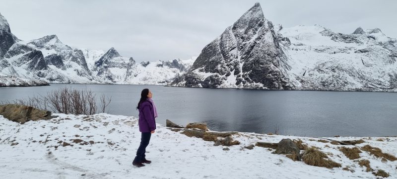 winters in korea with long boots